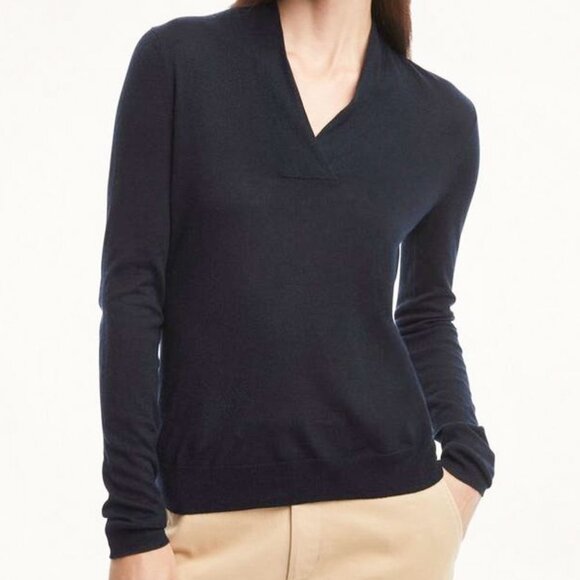 J. Crew Shawl Collar V Neck Sweater Women’s Medium Black - Picture 1 of 9